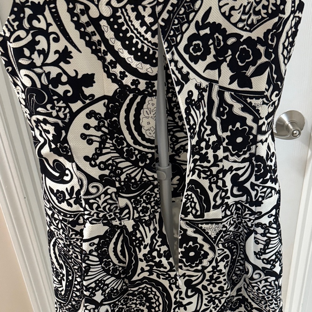 Rickie Freeman Teri Jon Black and White Paisley Dress 4 - Picture 4 of 9